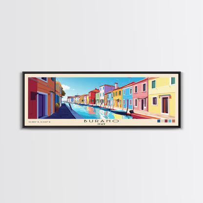 Burano, Italy Panoramic Print, Vacation Gift, Italy Wall Art, Beach Painting, Beach Decor, Beach Or Lakehouse Art