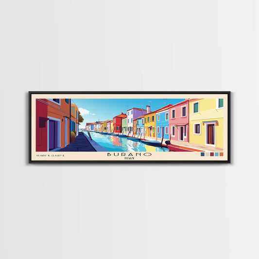 Burano, Italy Panoramic Print, Vacation Gift, Italy Wall Art, Beach Painting, Beach Decor, Beach Or Lakehouse Art