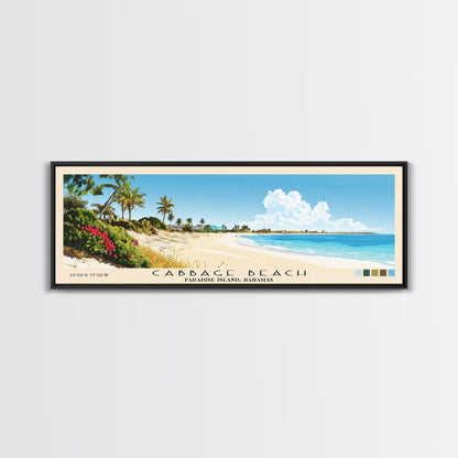 Cabbage Beach, Paradise Island, Bahamas Panoramic Print, Vacation Gift, Paradise Island, Bahamas Wall Art, Beach Painting, Beach Decor, Large Wall Art, Wood Frame Art