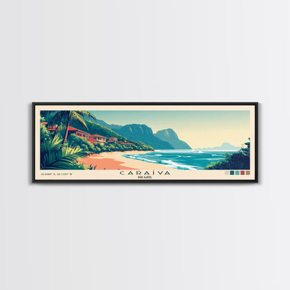 Caraíva, Brazil Panoramic Print, Vacation Gift, Brazil Wall Art, Beach Painting, Beach Decor, Large Wall Art, Wood Frame Art