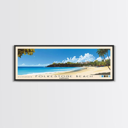 Folkestone Beach, Barbados Panoramic Print, Vacation Gift, Barbados Wall Art, Beach Painting, Beach Decor, Beach Or Lakehouse Art