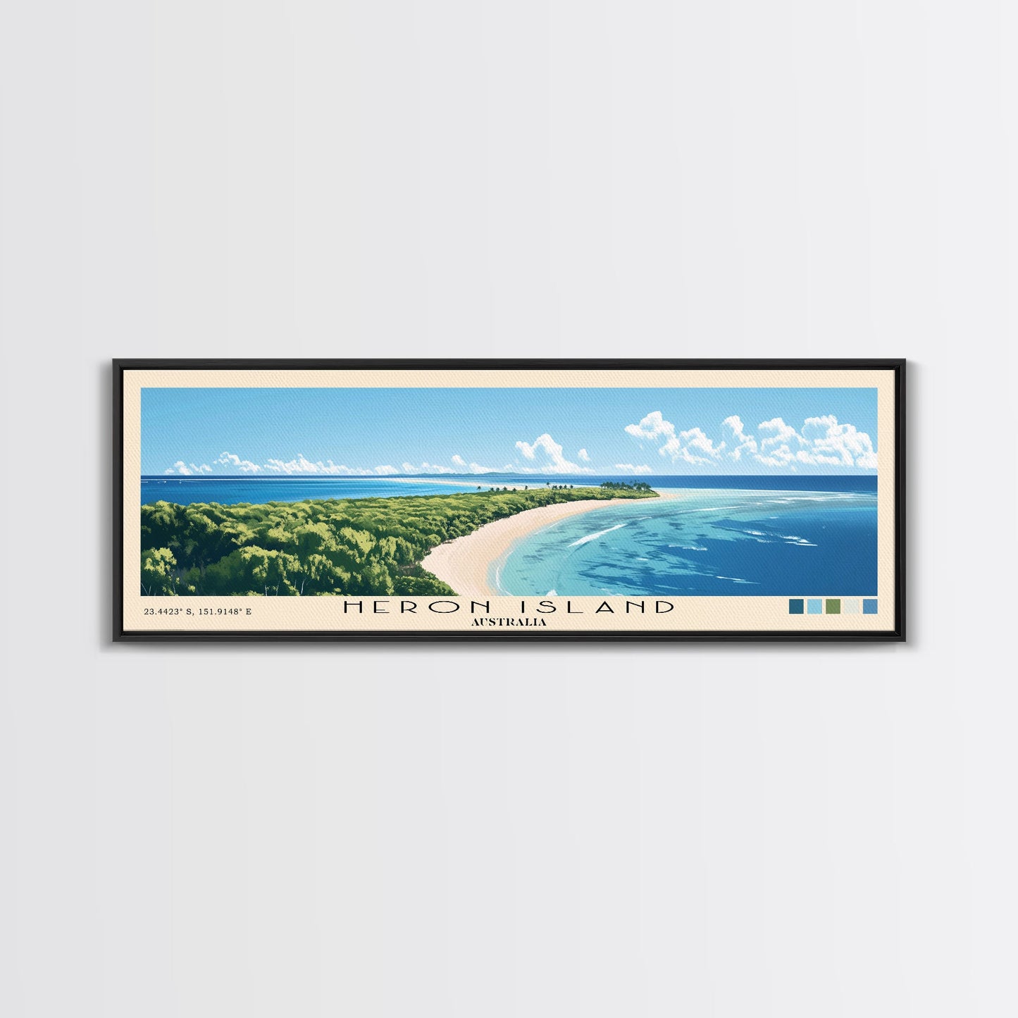 Heron Island, Australia Panoramic Print, Vacation Gift, Australia Wall Art, Beach Painting, Beach Decor, Beach Or Lakehouse Art