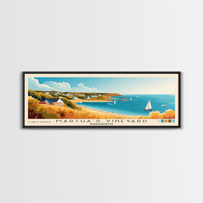 Martha’s Vineyard, Massachusetts Panoramic Beach Print, Vacation Gift, Massachusetts Wall Art, Beach Painting, Beach Decor, Beach Painting