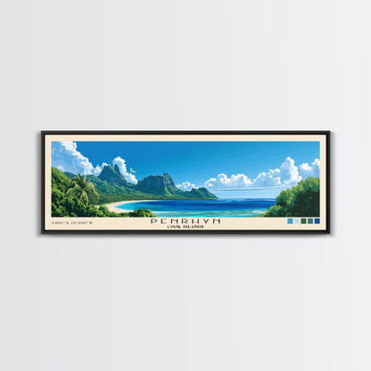 Penrhyn, Cook Islands Panoramic Beach Print, Vacation Gift, Cook Islands Wall Art, Framed Canvas Print, Framed Beach Painting