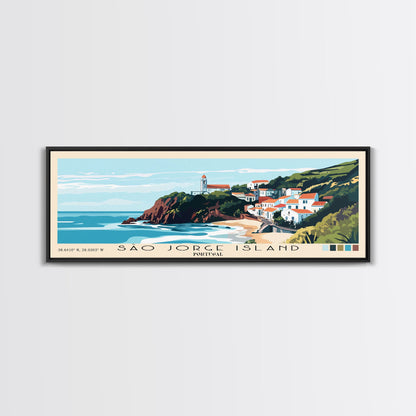 São Jorge Island, Portugal Panoramic Beach Print, Vacation Gift, Portugal Wall Art, Beach Painting, Beach Decor, Beach Painting