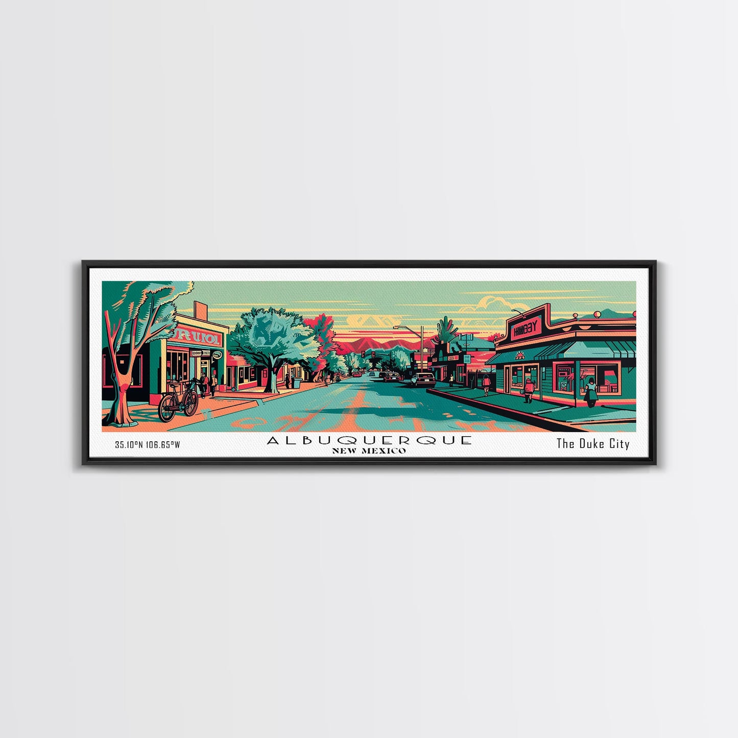 Albuquerque New Mexico Panoramic Travel Poster Canvas Print