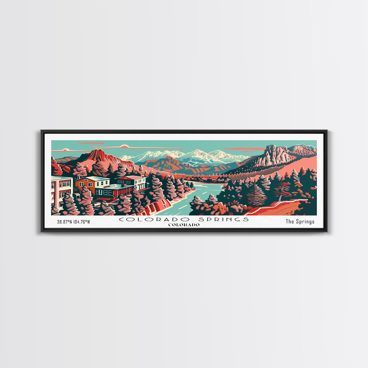 Colorado Springs Colorado Panoramic Travel Poster Canvas Print