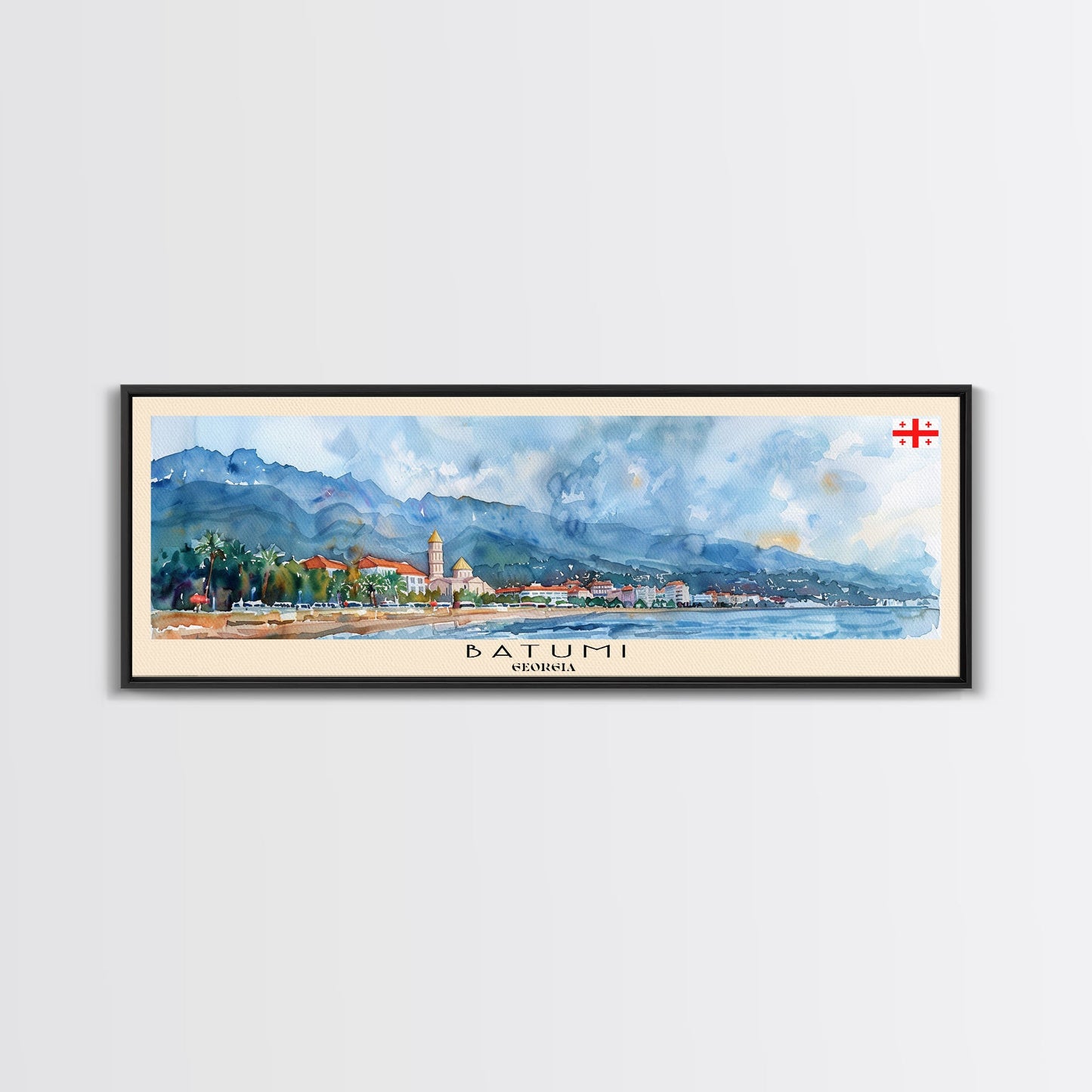 Batumi Georgia Wall Art, Panoramic Travel Poster, Panoramic Framed Canvas Print, City Wall Art, Wall Hanging Home Decor, Travel Art