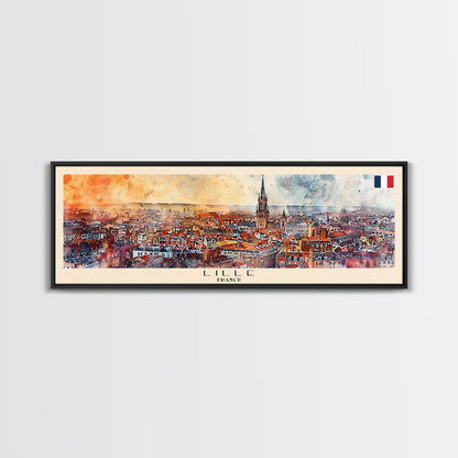 Wandbild „Lille, Frankreich“, Panorama-Reiseposter, gerahmter Panorama-Leinwanddruck, Stadtbild, Wanddekoration, Reisekunst