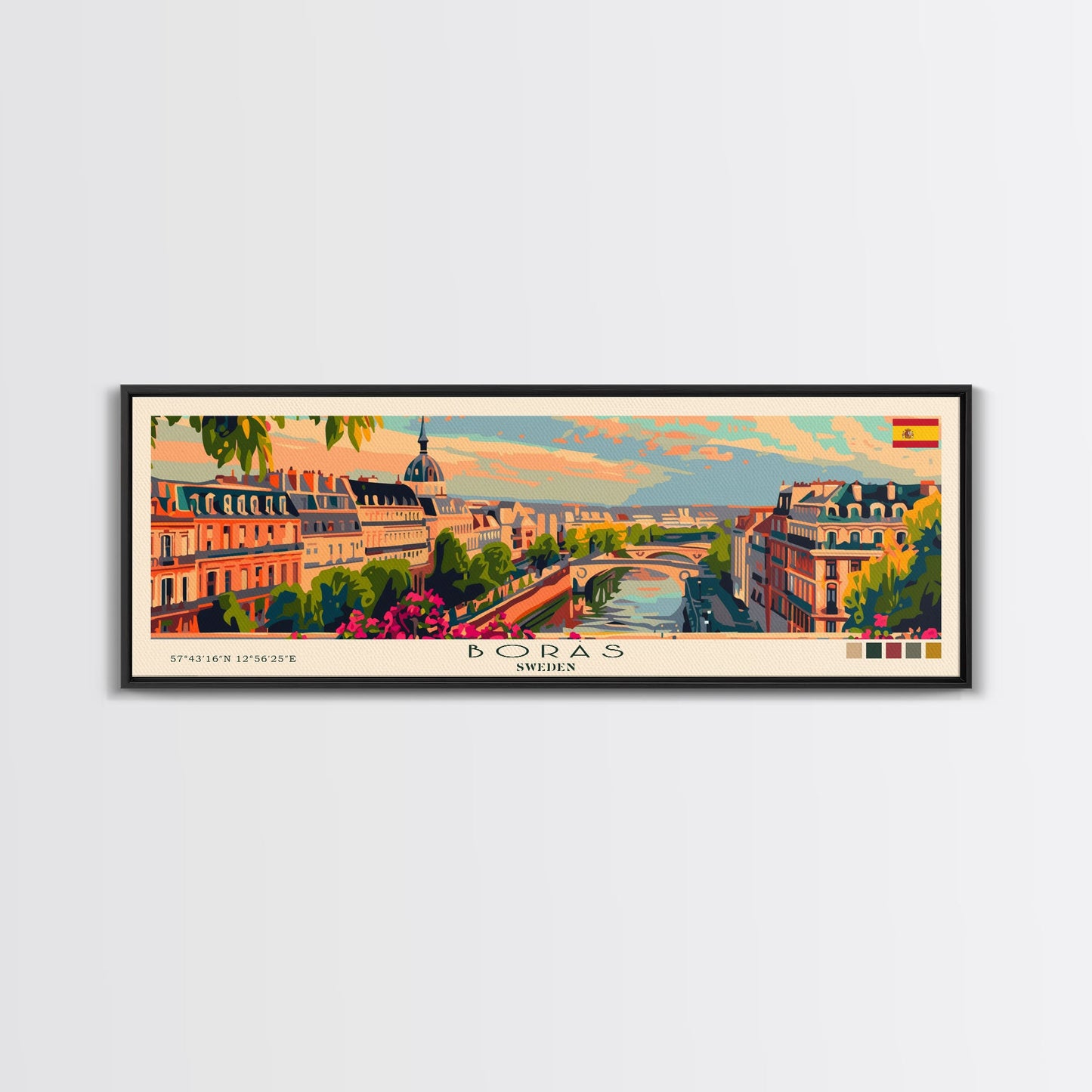Borås Sweden Travel Art, City Art, Framed Canvas Print or Metal Wall Art, Europe Travel Poster, Panoramic Wall Art, Extra Wide Wall Art