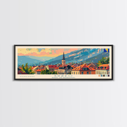 Brčko Bosnia Wall Art, Panoramic Travel Poster, Panoramic Framed Canvas Print, City Wall Art, Wall Hanging Home Decor, Travel Art