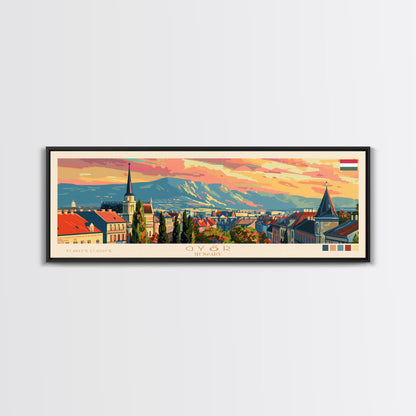 Gyor Hungary Wall Art, Panoramic Travel Poster, Panoramic Framed Canvas Print, City Wall Art, Wall Hanging Home Decor, Travel Art