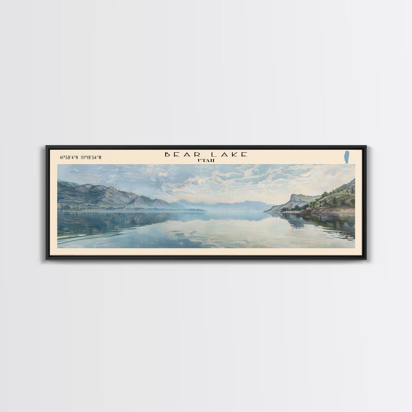Bear Lake Panoramic Framed Canvas Print, Lake House Decor, Scenic View, Travel Poster, Minimalist Art, Home Decoration