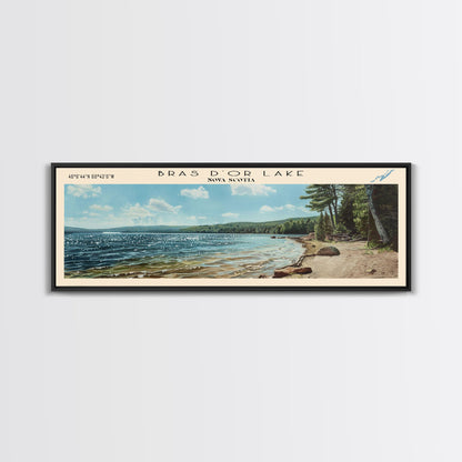 Bras d'Or Lake Framed Canvas Print, Panoramic Lake House Decor, Wall Art, Travel Poster, Rustic Lake Painting, Home Decor