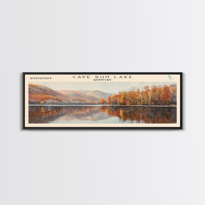Cave Run Lake Kentucky Framed Canvas Print, Lake House Decor, Panoramic Wide Art, Travel Poster, Rustic Lake Painting, Nature Art