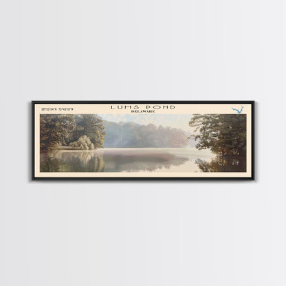 Maurepas Lake Framed Canvas Print, Lake House Decor, Panoramic Wall Art, Travel Poster, Landscape Painting, Modern Art