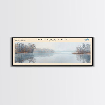 Waconda Lake Kansas Panoramic Wall Art, Framed Canvas Print, Lake House Decor, Travel Poster, Beautiful Lake Scene, Home Art