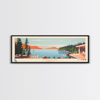 Gordon Lake Alberta Framed Canvas Print, Panoramic Art, Midcentury Modern, Pop Art, Bedroom Decor, Travel Poster, Artistic Decor, Home Decor