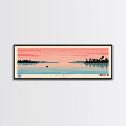 Lake Apopka Florida Framed Canvas Print, Panoramic Art, Midcentury Modern, Pop Art, Living Room Wall Art, Travel Poster, Lake House Decor