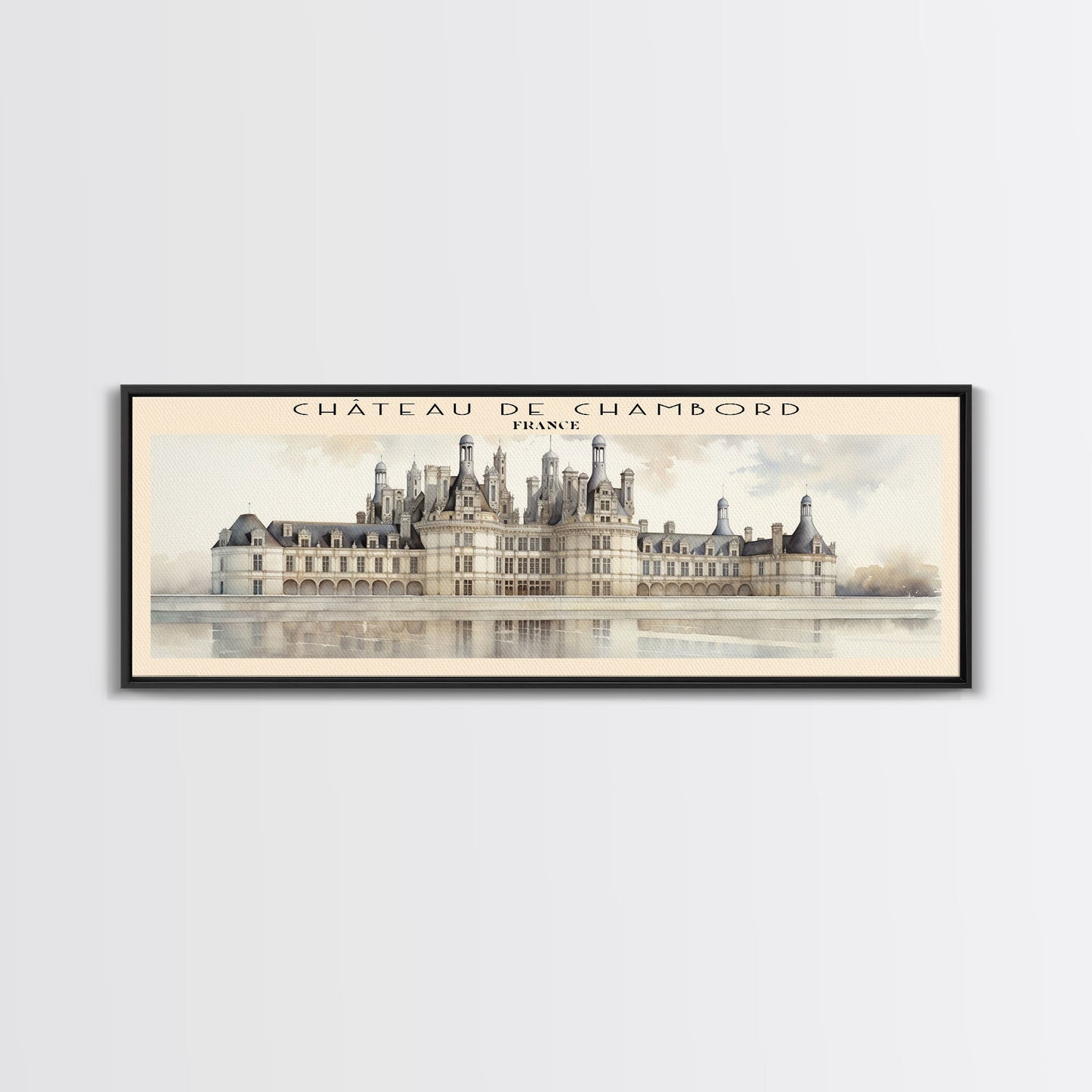 Château de Chambord Travel Poster Print, Framed Canvas Print, COUNTRY Travel Art, Wood Framed Art, Wall Hanging, Home Decor