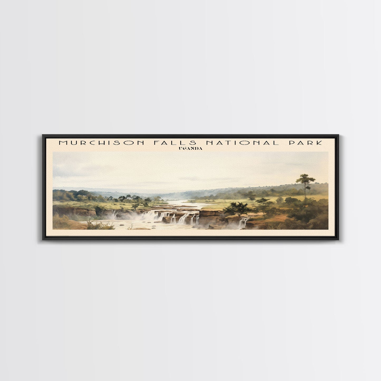 Murchison Falls Nationalpark-Reiseposter, gerahmter Leinwanddruck, Reisekunstwerk mit Landmotiv, Holzrahmen, Wandbehang, Wohndekoration