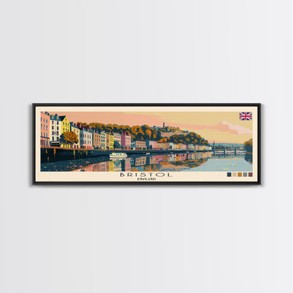 Bristol, England Panoramic Canvas Print, Bristol, England Painting, England Art, Bristol Travel Poster, Travel Art, Housewarming Gift