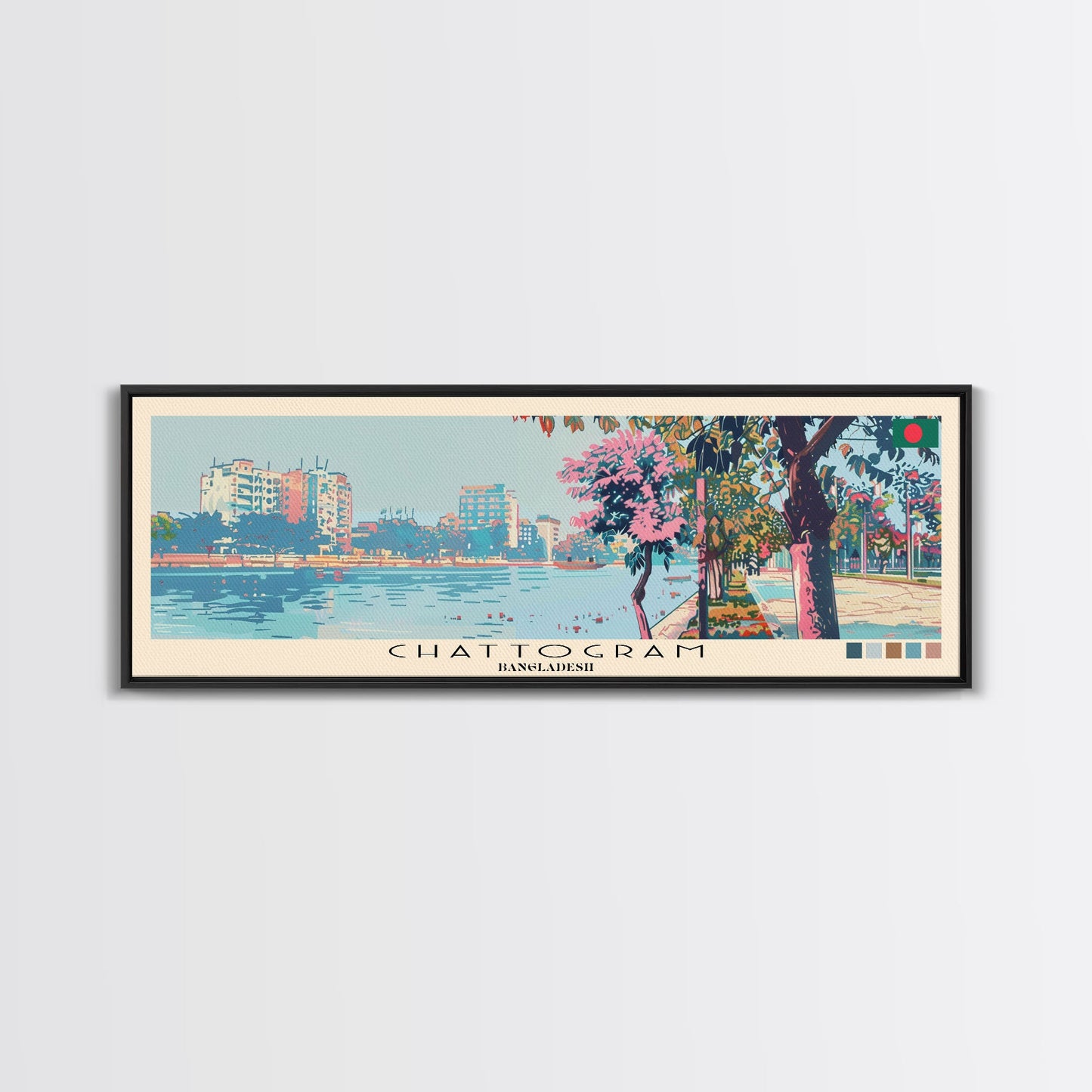 Chattogram, Bangladesh Panoramic Canvas Print, Chattogram, Bangladesh Painting, Bangladesh Art, Chattogram Travel Poster, Travel Art, Guest Room Painting