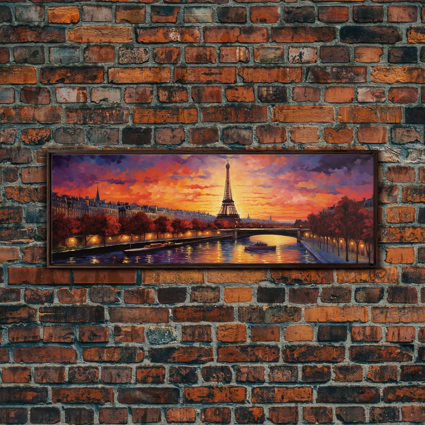 An Evening In Paris, Van Wogh Inspired Eiffel Tower Painting Canvas Print, Retro Modern Paris France Decor
