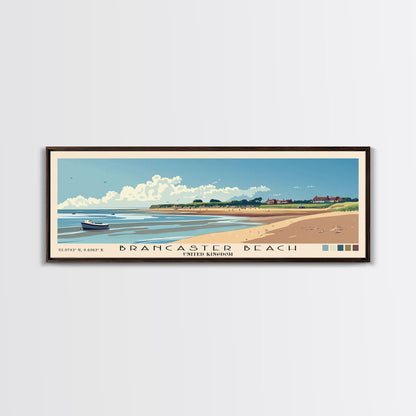 Brancaster Beach, United Kingdom Panoramic Beach Print, Vacation Gift, United Kingdom Wall Art, Framed Canvas Print, Framed Beach Painting
