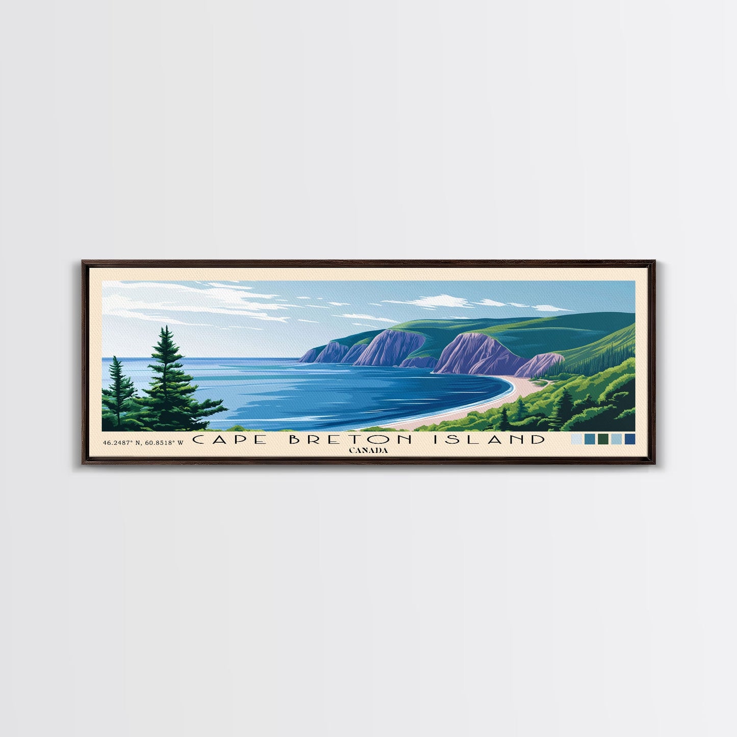 Cape Breton Island, Canada Panoramic Beach Print, Vacation Gift, Canada Wall Art, Framed Canvas Print, Framed Beach Painting
