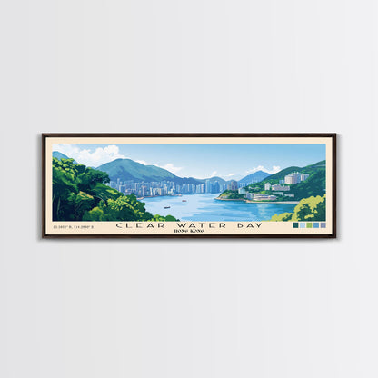 Clear Water Bay, Hong Kong Panoramic Beach Print, Vacation Gift, Hong Kong Wall Art, Beach Painting, Beach Decor, Beach Painting