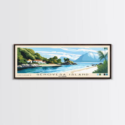 Genovesa Island, Ecuador Panoramic Print, Vacation Gift, Ecuador Wall Art, Beach Painting, Beach Decor, Large Wall Art, Wood Frame Art
