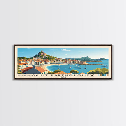 Saint Bartholomew, France Panoramic Beach Print, Vacation Gift, France Wall Art, Framed Canvas Print, Framed Beach Painting