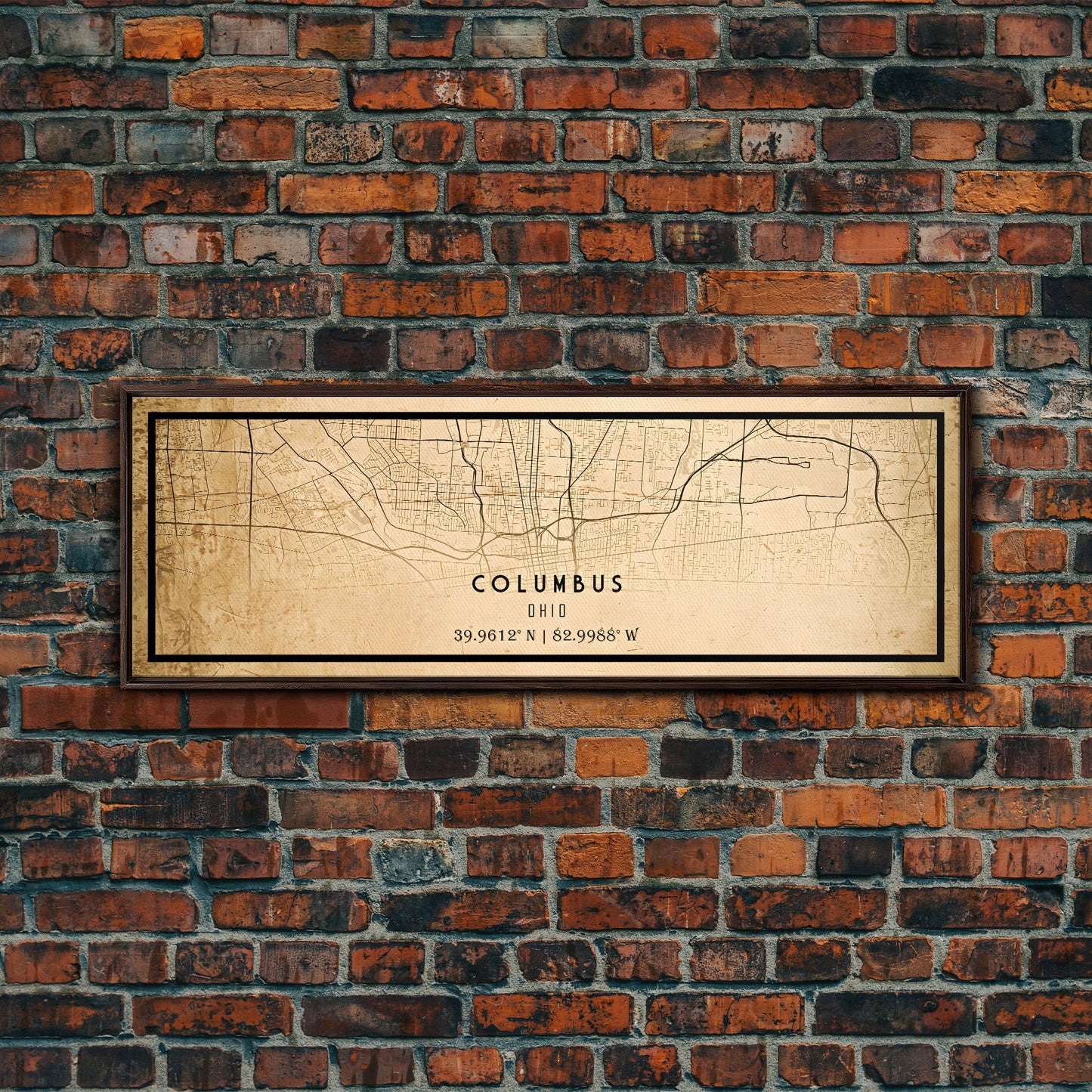 Columbus Panoramic vintage map print poster or framed canvas, Ohio map print poster canvas, Columbus city map print poster canvas