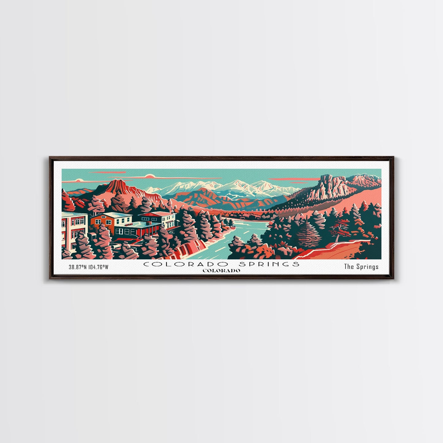 Colorado Springs Colorado Panoramic Travel Poster Canvas Print