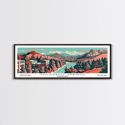 Colorado Springs Colorado Panoramic Travel Poster Canvas Print