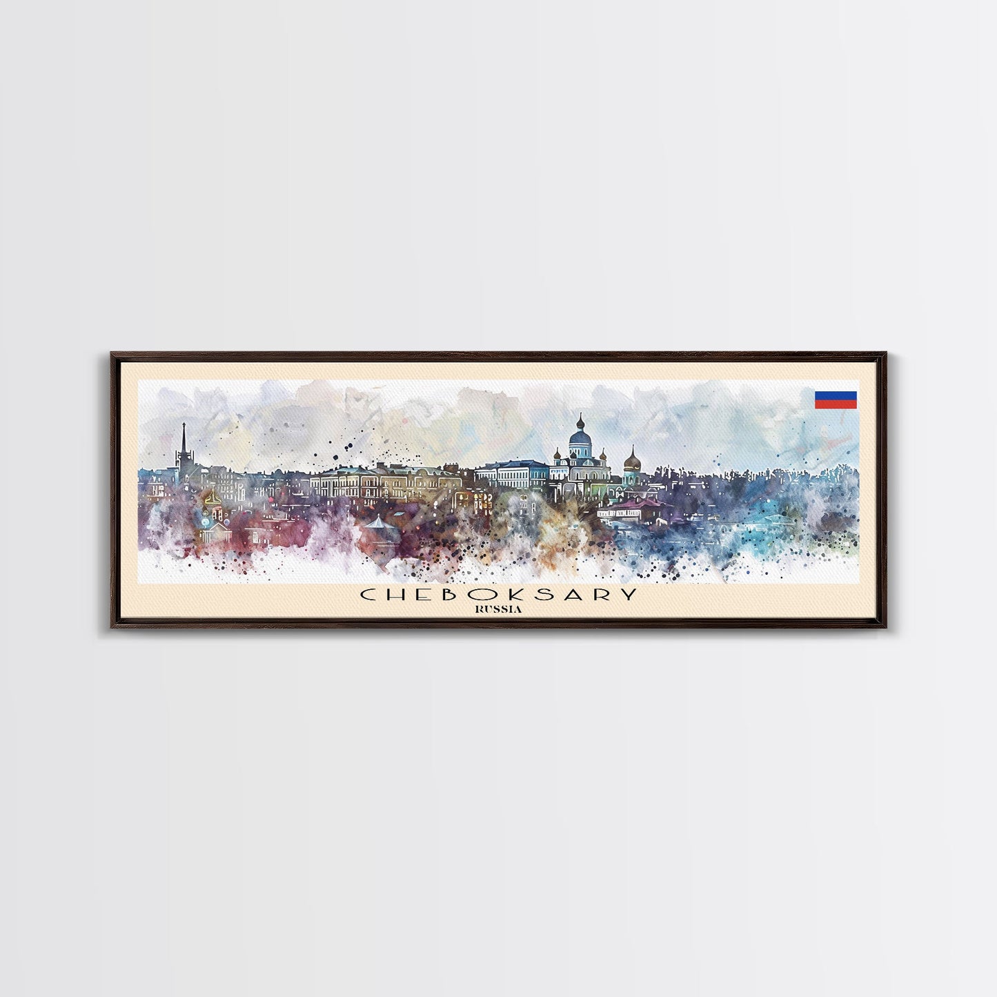 Cheboksary Russia Travel Art, City Art, Framed Canvas Print or Metal Wall Art, Europe Travel Poster, Panoramic Wall Art, Extra Wide Wall Art