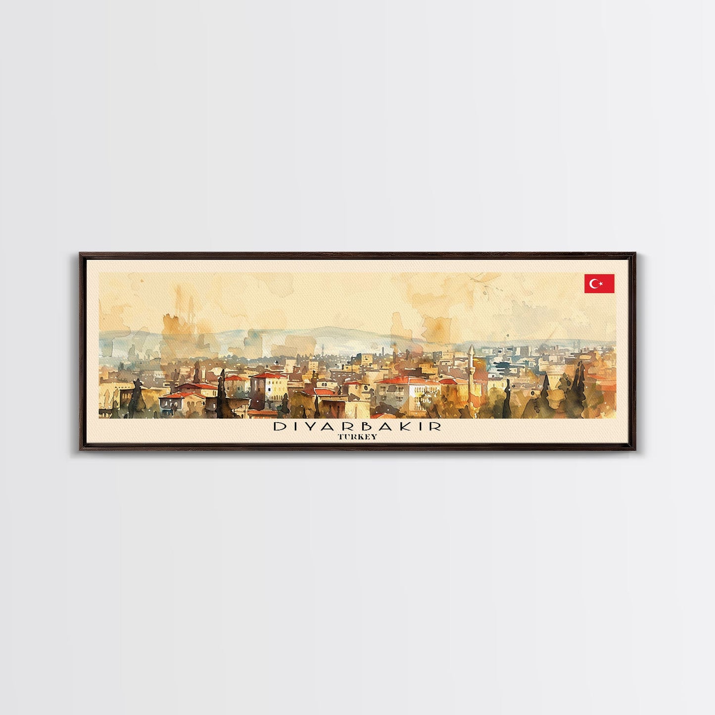 Diyarbakr Turkey Panoramic Travel Poster, Framed Canvas Print or Metal Wall Art, Travel Art, Home Decor, Panoramic Painting, Midcentury Art
