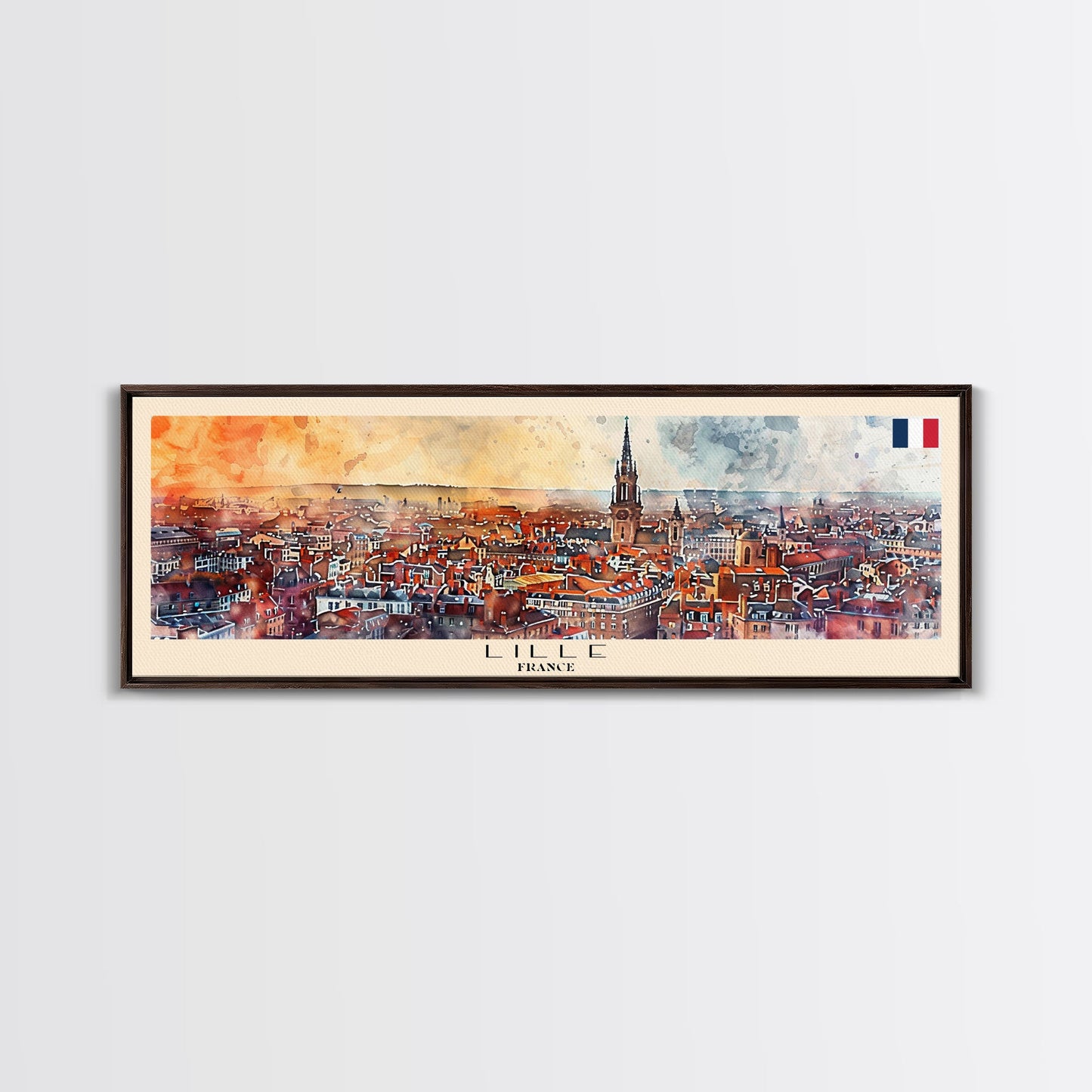 Wandbild „Lille, Frankreich“, Panorama-Reiseposter, gerahmter Panorama-Leinwanddruck, Stadtbild, Wanddekoration, Reisekunst