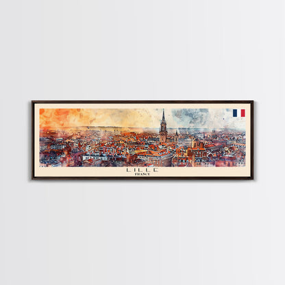 Wandbild „Lille, Frankreich“, Panorama-Reiseposter, gerahmter Panorama-Leinwanddruck, Stadtbild, Wanddekoration, Reisekunst