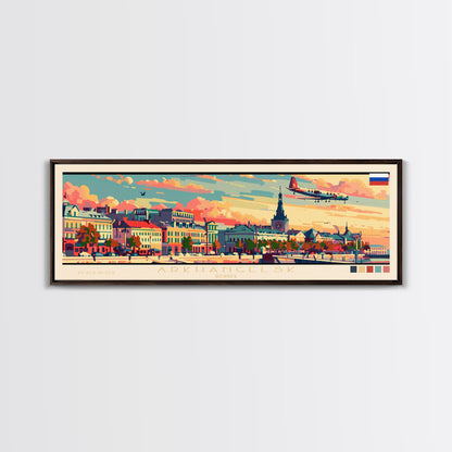 Arkhangelsk Russia Panoramic Travel Poster, Framed Canvas Print or Metal Wall Art, Travel Art, Home Decor, Panoramic Painting, Midcentury Art