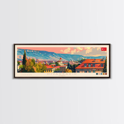 Diyarbakr Turkey Panoramic Travel Poster, Framed Canvas Print or Metal Wall Art, Travel Art, Home Decor, Panoramic Painting, Midcentury Art
