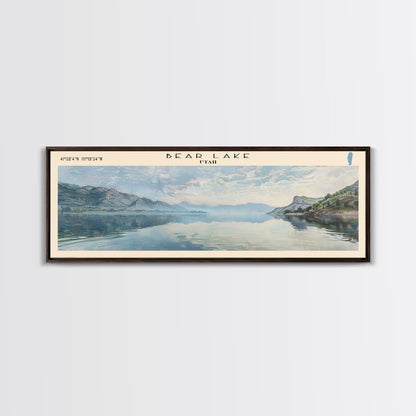 Bear Lake Panoramic Framed Canvas Print, Lake House Decor, Scenic View, Travel Poster, Minimalist Art, Home Decoration