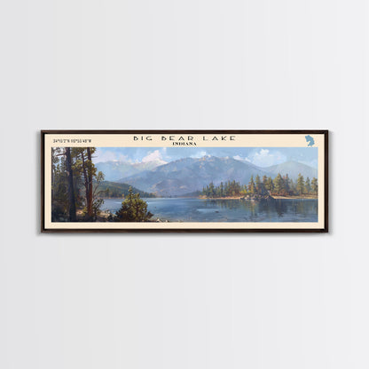 Panorama-Leinwanddruck „Big Bear Lake, Kalifornien“ mit Rahmen, Dekoration fürs Seehaus, malerischer Ausblick, Reiseposter, moderne Kunst, Natur-Wandbild