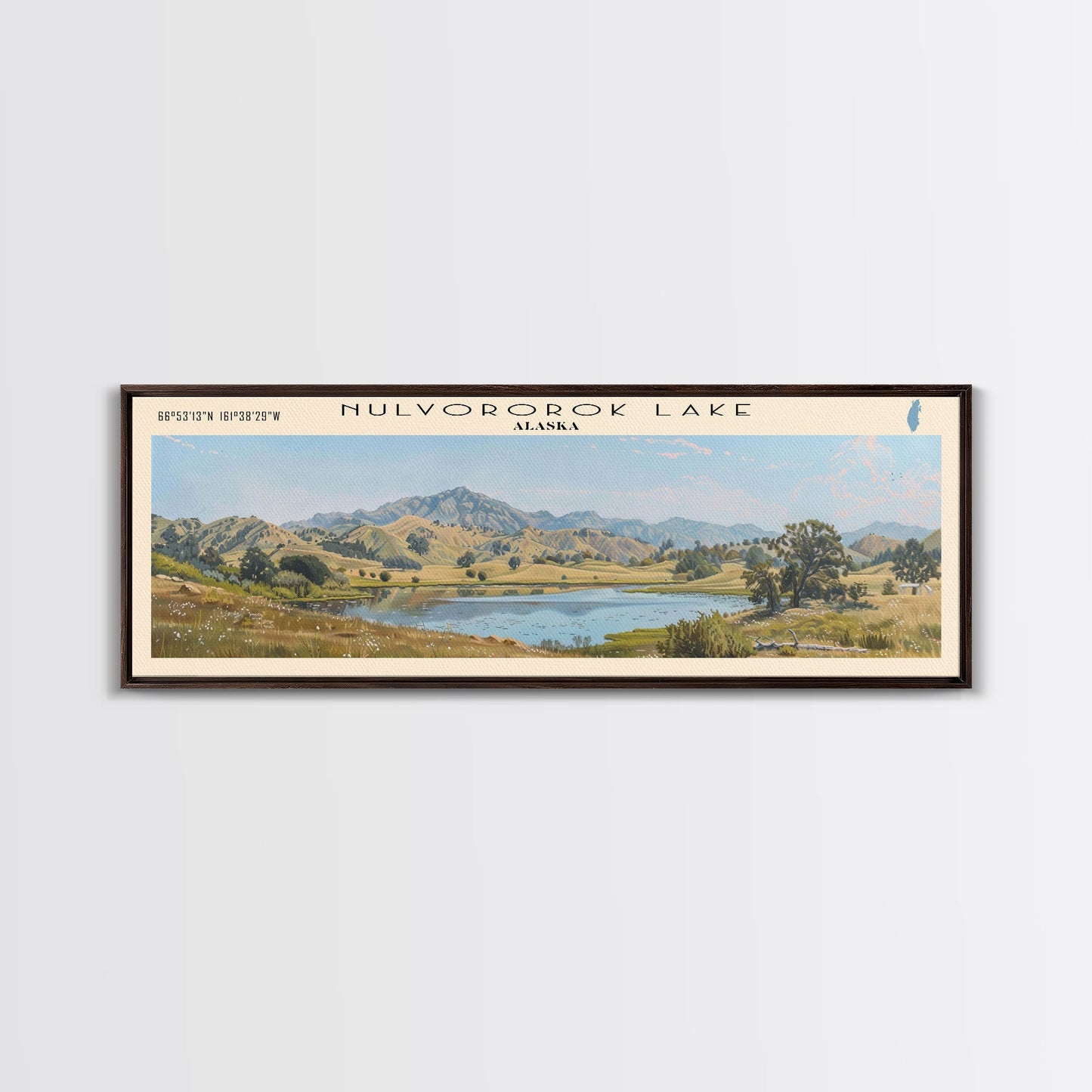 Paulina Lake Oregon Framed Canvas Print, Lake House Decor, Panoramic Travel Poster, Landscape Painting, Bedroom Decor