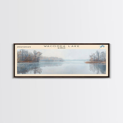 Waconda Lake Kansas Panoramic Wall Art, Framed Canvas Print, Lake House Decor, Travel Poster, Beautiful Lake Scene, Home Art