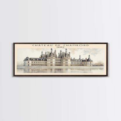 Château de Chambord Travel Poster Print, Framed Canvas Print, COUNTRY Travel Art, Wood Framed Art, Wall Hanging, Home Decor