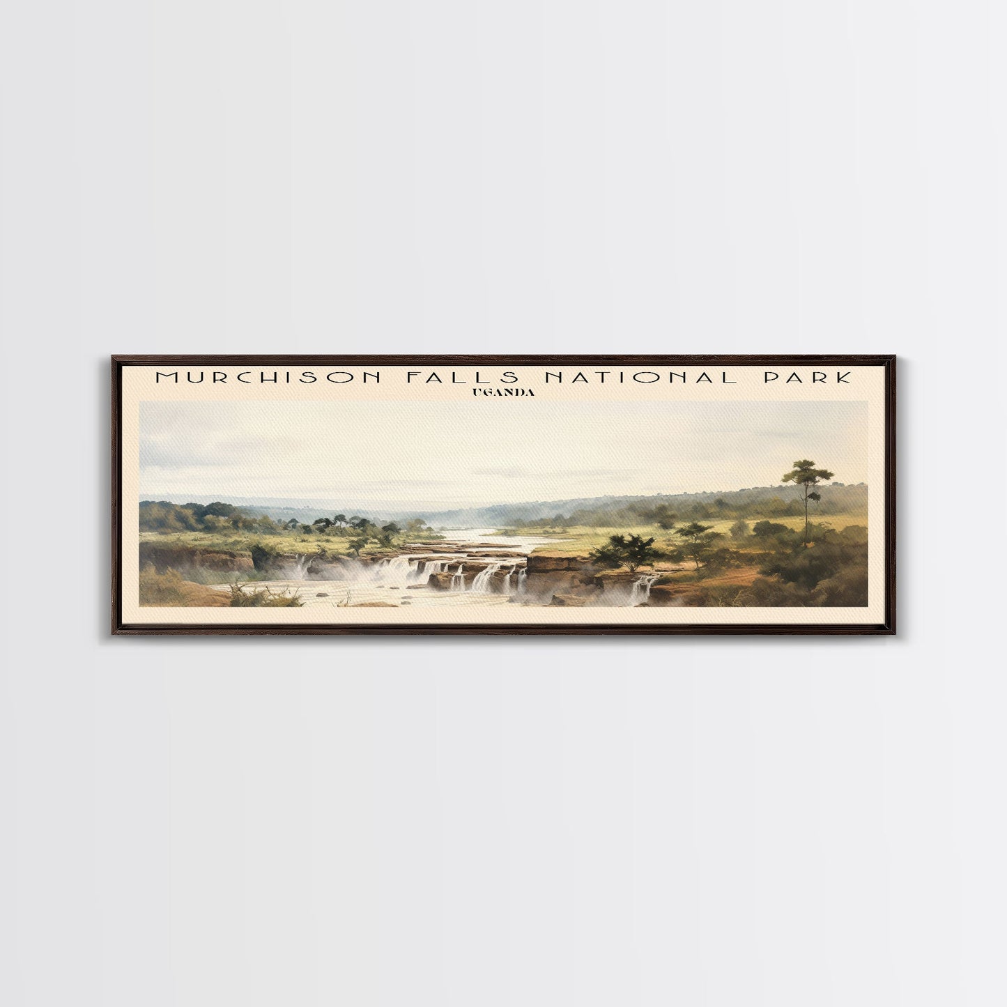 Murchison Falls Nationalpark-Reiseposter, gerahmter Leinwanddruck, Reisekunstwerk mit Landmotiv, Holzrahmen, Wandbehang, Wohndekoration