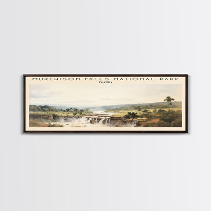 Murchison Falls Nationalpark-Reiseposter, gerahmter Leinwanddruck, Reisekunstwerk mit Landmotiv, Holzrahmen, Wandbehang, Wohndekoration
