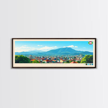 Bujumbura, Burundi Panoramic Travel Poster Canvas Print, Bujumbura, Burundi Painting, Burundi Art, Bujumbura Travel Art, Guest Room Painting